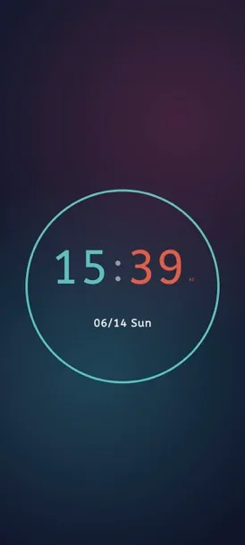 Moc Number Clock displaying colorful digital time inside a circular outline